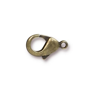 9 x 15mm Brass Lobster Claw Clasp - Antique Brass Finish - 12 Pack | TierraCast Jewelry Clasps | Findings