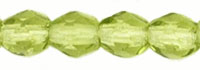 Czech Pressed Glass 3mm Faceted Round Bead - Olivine - Transparent Finish