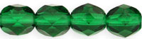 Czech Pressed Glass 6mm faceted round Emerald green transparent | Czech Pressed Glass