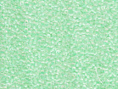Japanese Miyuki Glass Seed Bead Size 11 - Crystal AB with Light Mint Green - Color Lined Iridescent Finish