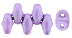 Lilac Pearlescent MiniDuos | Czech 2 x 4mm 2 Hole Glass MiniDuo Seed Beads