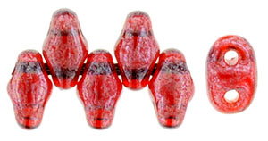 Siam Ruby Transparent Luster MiniDuos | Czech 2 x 4mm 2 Hole Glass MiniDuo Seed Beads