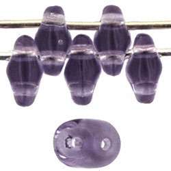 Czech SuperDuo Glass Seed Bead - Light Tanzanite - Transparent Finish | 2 x 5mm 2 Hole SuperDuos