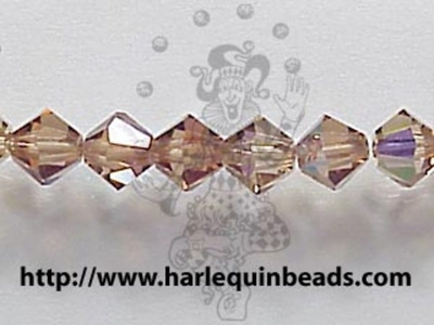 Swarovski Crystal 4mm Bicone Bead 5328 - Light Smoked Topaz AB - Brown - Transparent Iridescent Finish