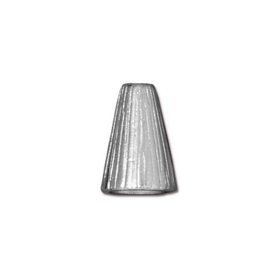 lead free pewter 13 x 9mm textured cone silver | cone