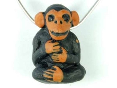 15 x 23mm Monkey Hand-painted Clay Bead | Natural Beads