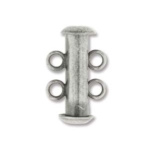 16mm 2 Strand Slider Clasp - Antique Silver Plate Finish | Base Metal Jewelry Clasps | Findings