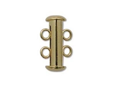 16mm 2 Strand Slider Clasp - Gold Finish - 12 Pack | Base Metal Jewelry Clasps | Findings
