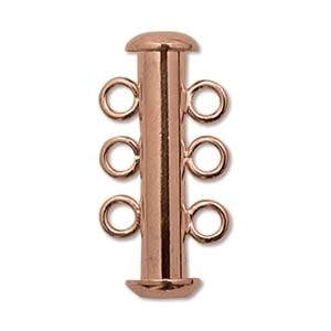 21mm 3 Strand Slider Clasp - Copper Plate Finish | Base Metal Jewelry Clasps | Findings
