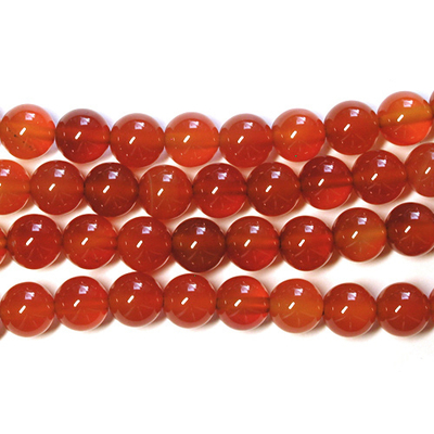 6mm Round Carnelian Agate Stone Bead - Deep Orange | Natural Semiprecious Gemstone