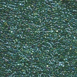 Japanese Miyuki Delica Glass Seed Bead Size 11 - Light Green Pink AB - Transparent Iridescent Finish