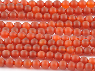 8mm Round Carnelian Agate Stone Bead - Deep Orange | Natural Semiprecious Gemstone