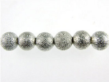 Metal 4mm Round Stardust Beads and Spacers - Silver Plate Finish