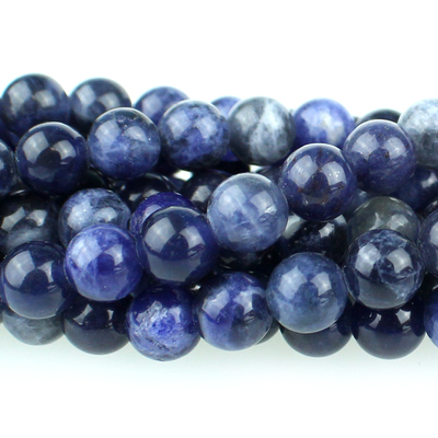 Blue 6mm Sodalite Round Beads - 8-inch String