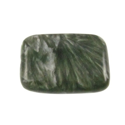 25 x 18mm Flate Rectangle Seraphinite Stone Bead - Mossy Green | Natural Semiprecious Gemstone
