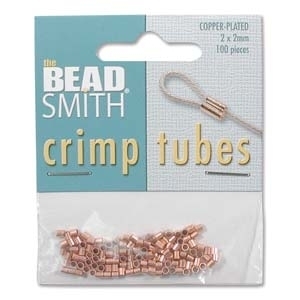 2 x 2mm Tube Crimp Bead - Copper Plate Finish - 100 Pack | Base Metal Findings for Making Jewelry