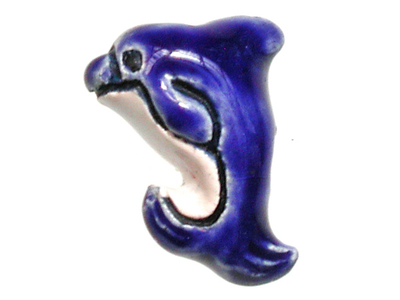 10 x 16mm Blue Dolphin Hand-painted Clay Bead