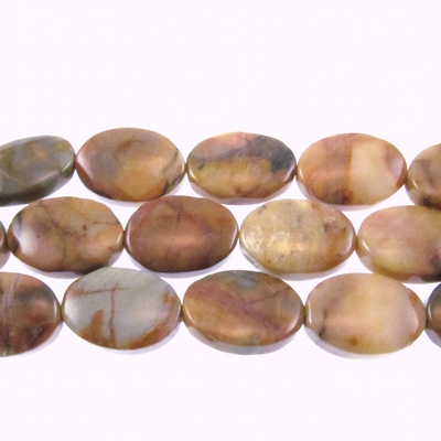 10 x 14mm oval Venus Jasper Stone Beads - Tan, Brown and Grey | Natural Semiprecious Gemstone