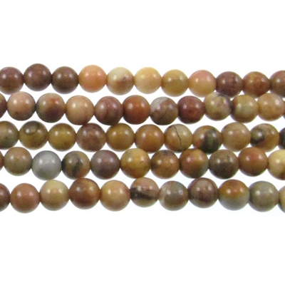 4mm Round Venus Jasper Stone Beads - Tan, Brown and Grey | Natural Semiprecious Gemstone