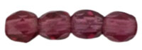 Image Czech Pressed Glass 3mm faceted round fuchsia transparent