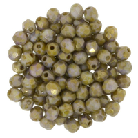 Image Czech Pressed Glass 3mm faceted round Gold Smoky Topaz opaque luster
