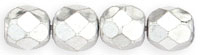 Image Czech Pressed Glass 6mm faceted round Silver metallic
