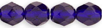 Image Czech Pressed Glass 6mm faceted round Cobalt transparent