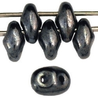 Image Seed Beads Czech SuperDuo 2 x 5mm hematite metallic