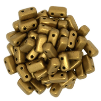 Image Seed Beads CzechMate Brick 3 x 6mm Goldenrod matte metallic