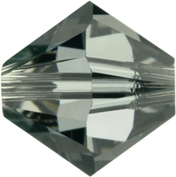Image Swarovski Crystal Beads 3mm bicone 5328 black diamond (grey) transparent