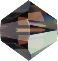 Image Swarovski Crystal Beads 4mm bicone 5328 smoked topaz ab (dark brown) transparent
