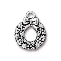 Image Metal Charms wreath antique silver 17 x 20mm