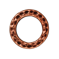 Image lead free pewter 13mm hammered circle link antique copper