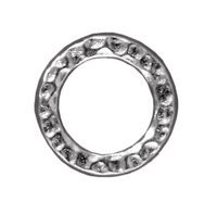 Image lead free pewter 13mm hammered circle link silver finish