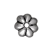 Image lead free pewter 5mm petal bead cap antique silver