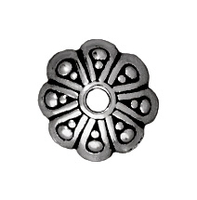 Image lead free pewter 8mm oasis bead cap antique silver
