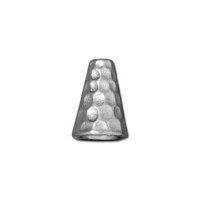 Image lead free pewter 13 x 9mm hammered cone silver