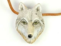 Image Clay Beads 24 x 34mm wolf head clay