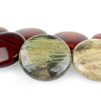 Image Apple Jasper 30mm coin rich red with yellow