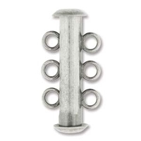 Image base metal 21mm 3 strand slider clasp antique silver plate